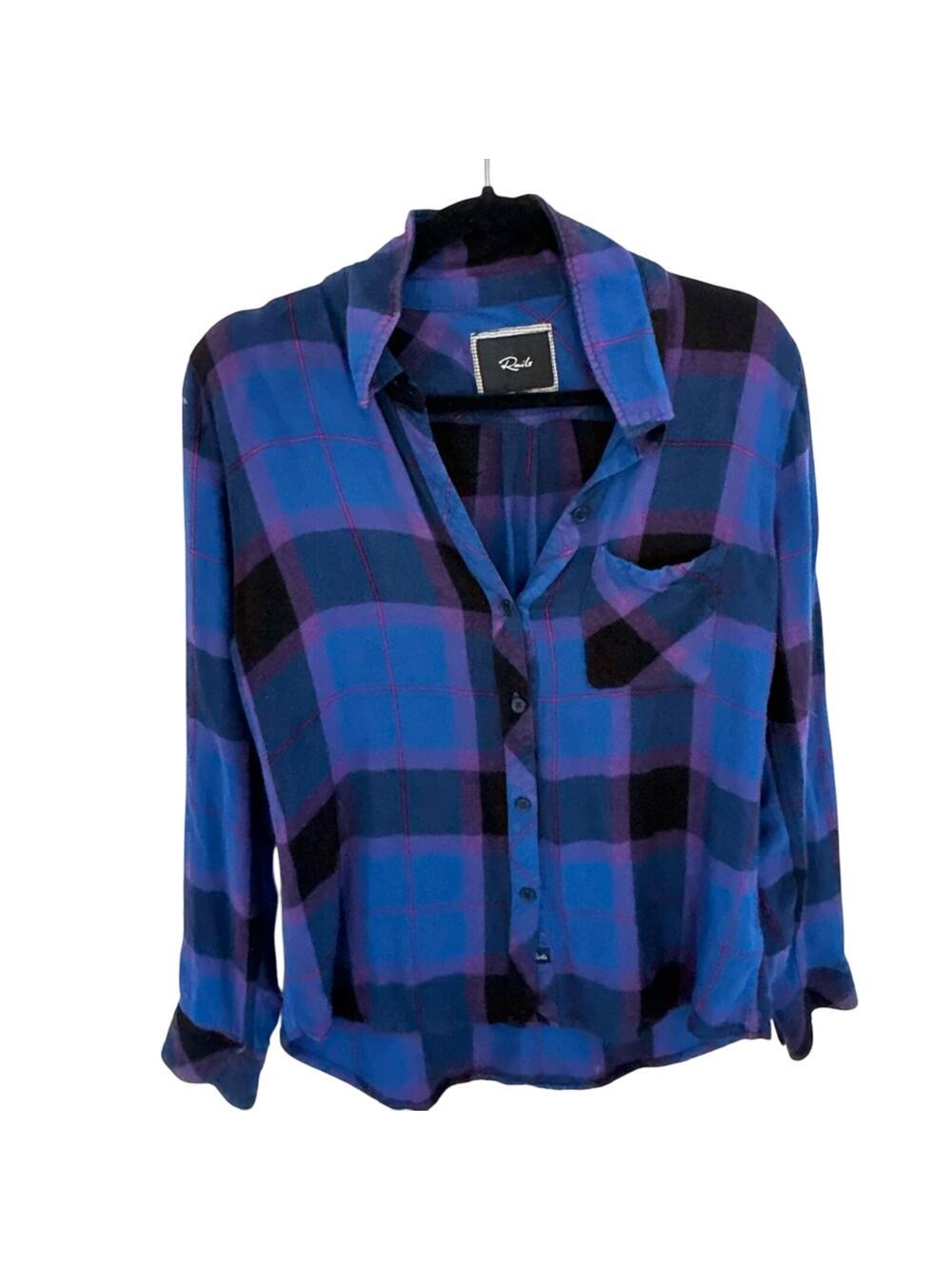Rails Blue Black Plaid Flannel Button Down Shirt Small
